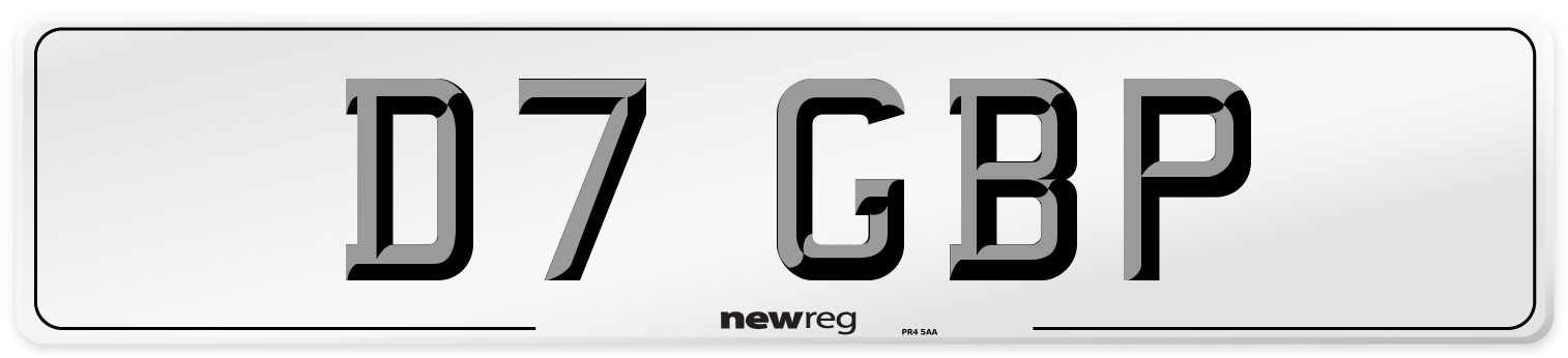 D7 GBP Number Plate from New Reg